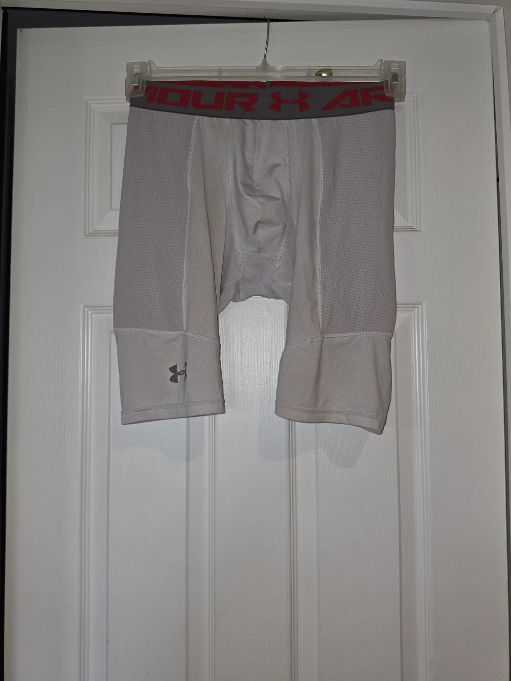 Under Armour Men’s White Compression Boxer Briefs - White with Red Waistband